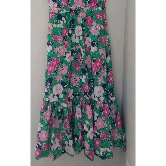 J. Crew Printed V Neck Ruffle Midi Dress - Picture 3 of 10